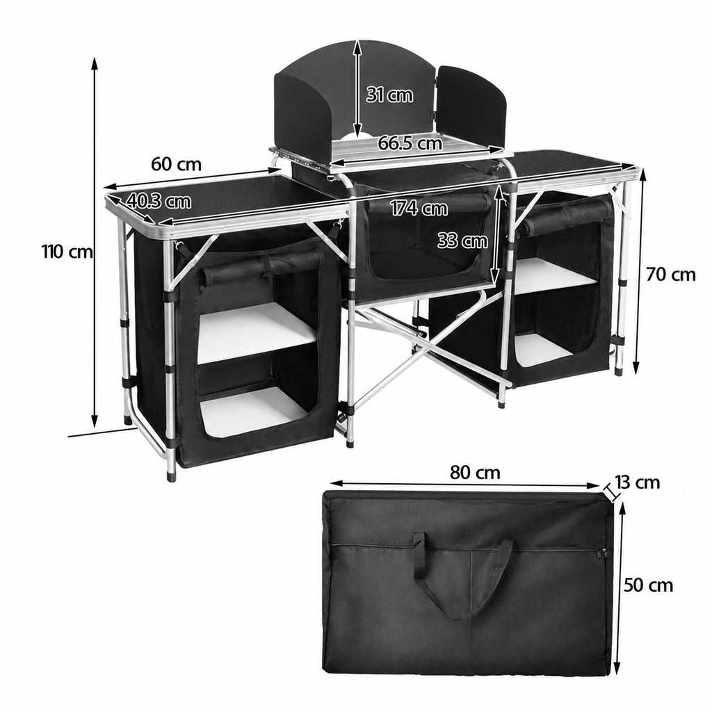 Camping Kitchen Foldable Black-1