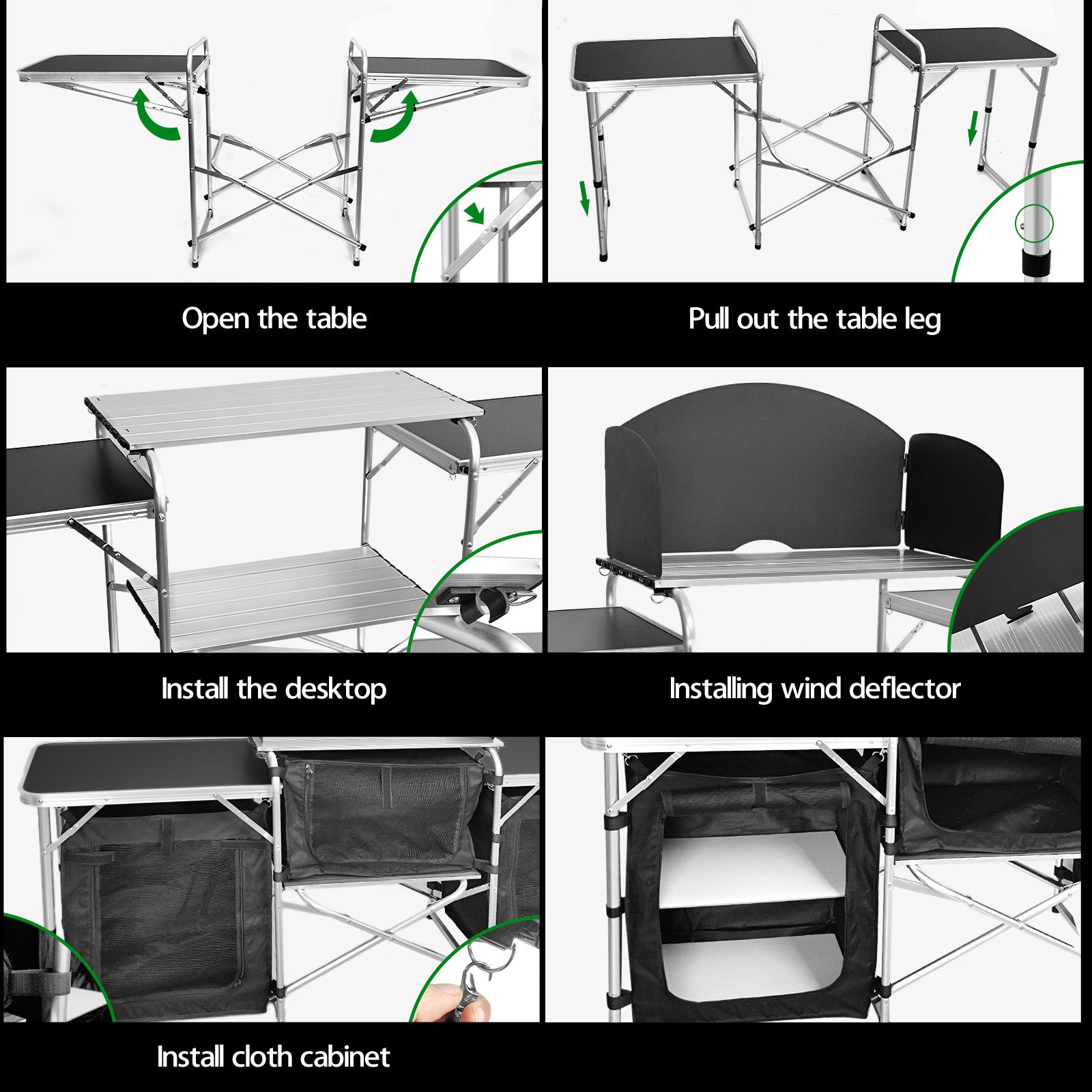 Camping Kitchen Foldable Black-2