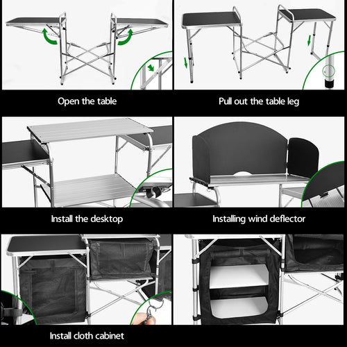 Camping Kitchen Foldable Black-2