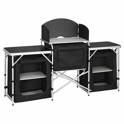 Camping Kitchen Foldable Black-3