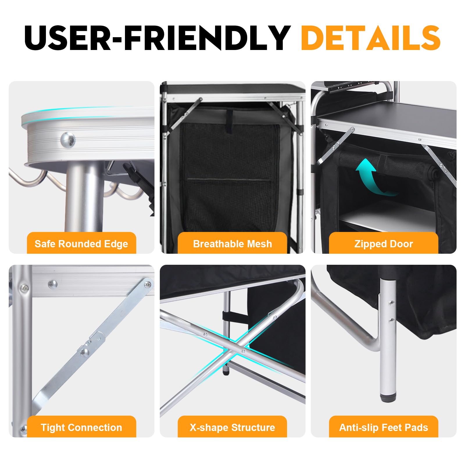 Camping Kitchen Foldable Black-4