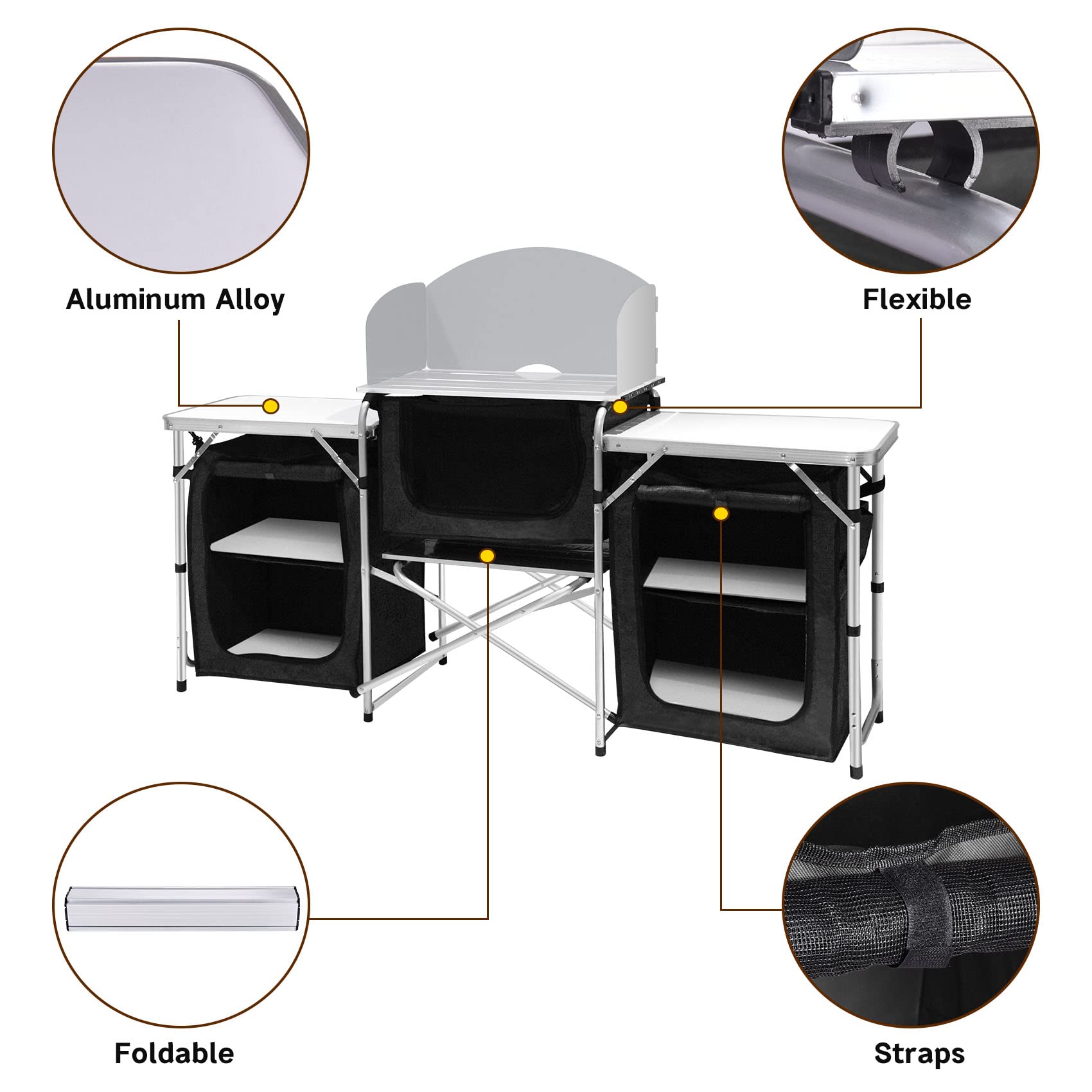Camping Kitchen Foldable Black-5
