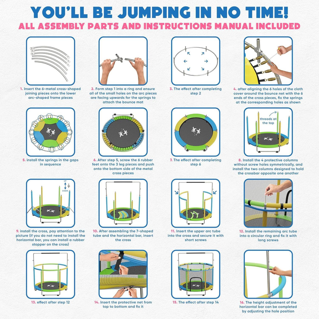 Children's Trampoline 1.4m 300kg Blue-2