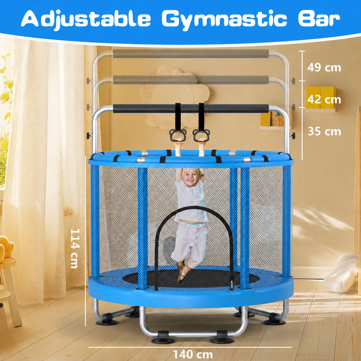 Children's Trampoline 1.4m 300kg Blue-3