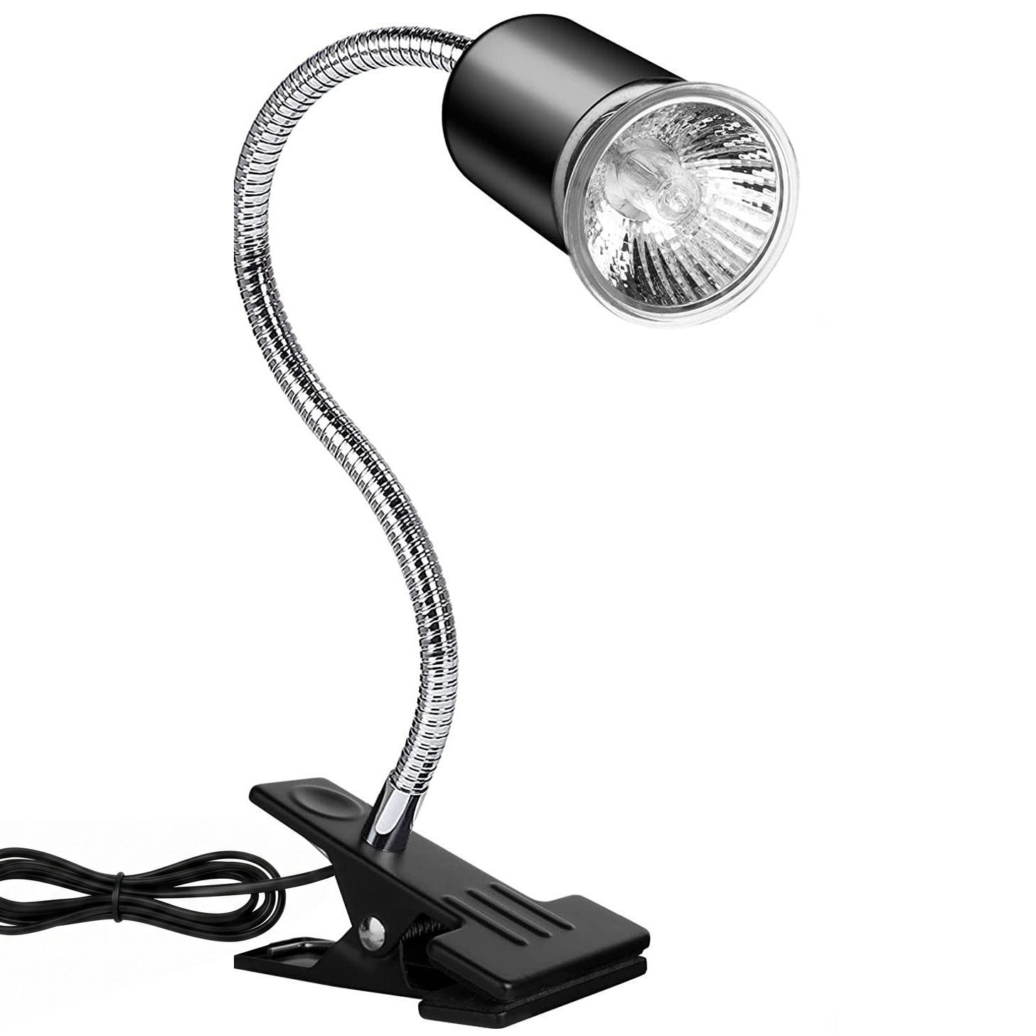 Clip-On Gooseneck Heat Lamp Holder Black for Reptile Enclosures-3