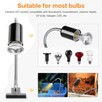 Clip-On Gooseneck Heat Lamp Holder Black for Reptile Enclosures-5