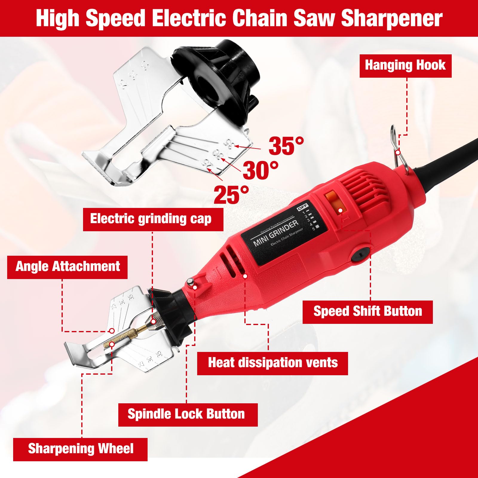 Electric Chainsaw Sharpener Red-6