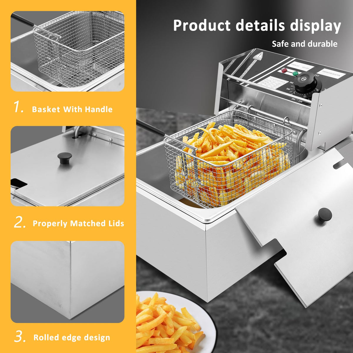 Electric Deep Fryer 10L Stainless Steel-7