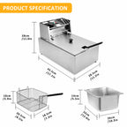 Electric Deep Fryer 10L Stainless Steel-8