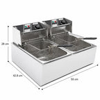 Electric Deep Fryer 50–200°C 10L + 10L Silver-8