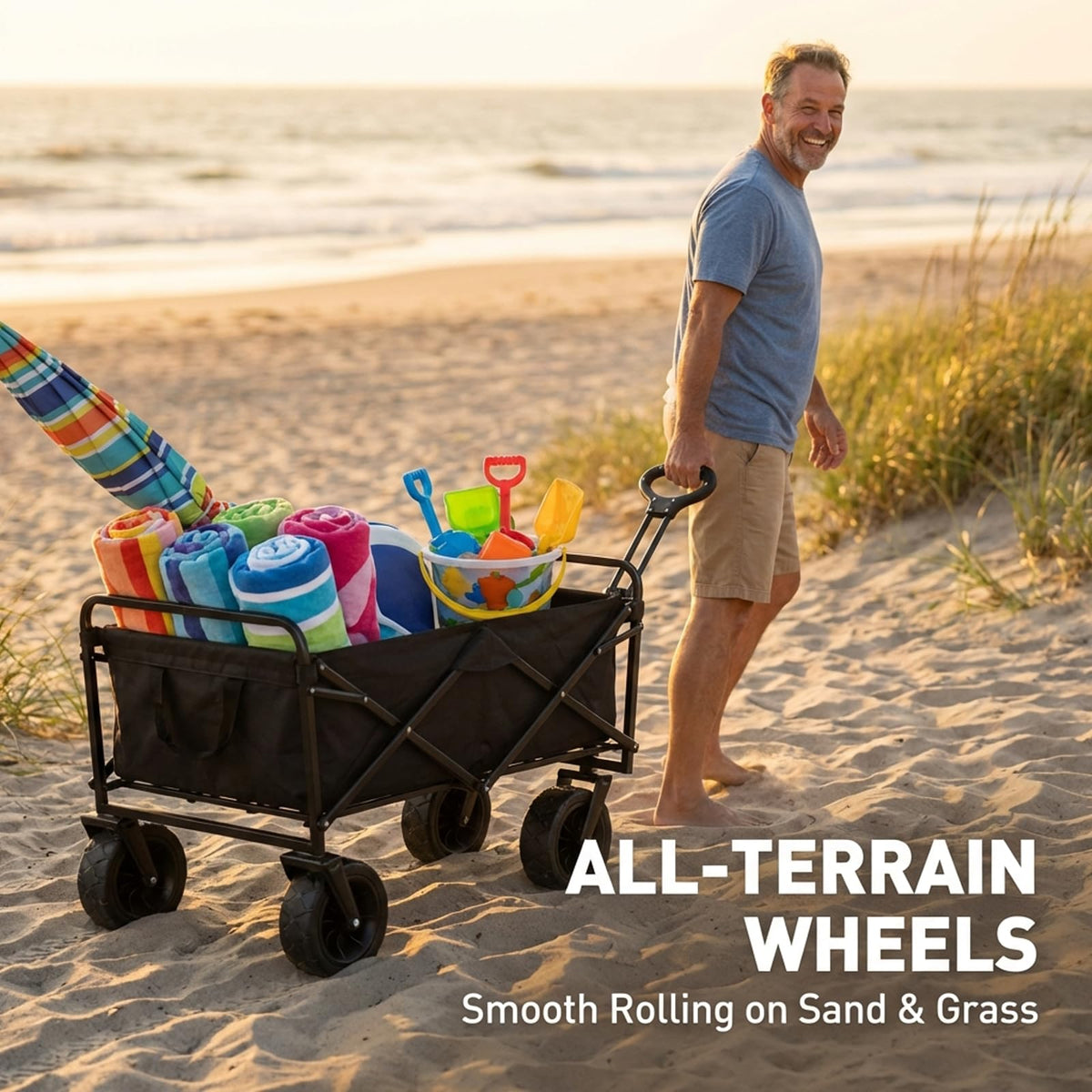 Foldable Camping Wagon 100kg Black-10