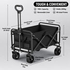 Foldable Camping Wagon 100kg Black-3