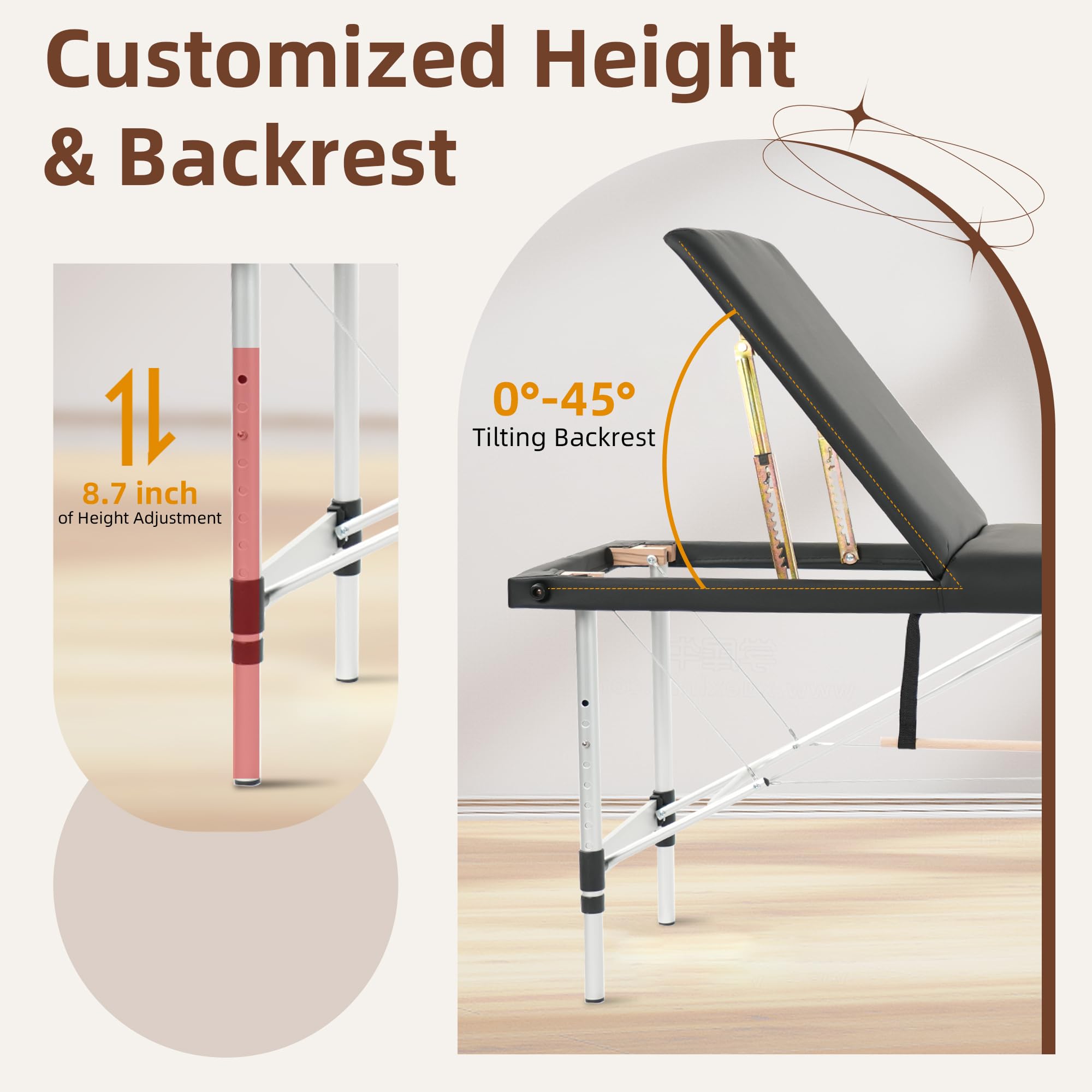 Foldable Massage Table 180 × 70 cm Black-3