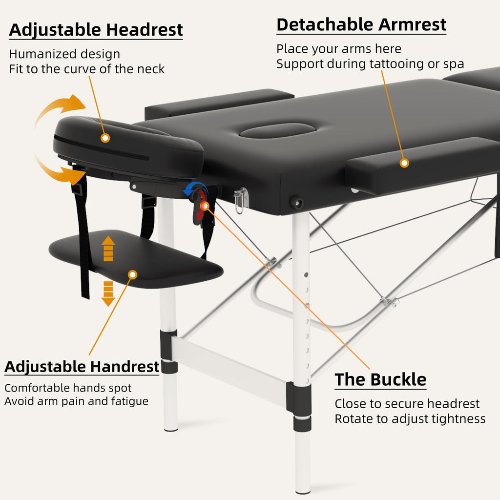 Foldable Massage Table 180 × 70 cm Black-4