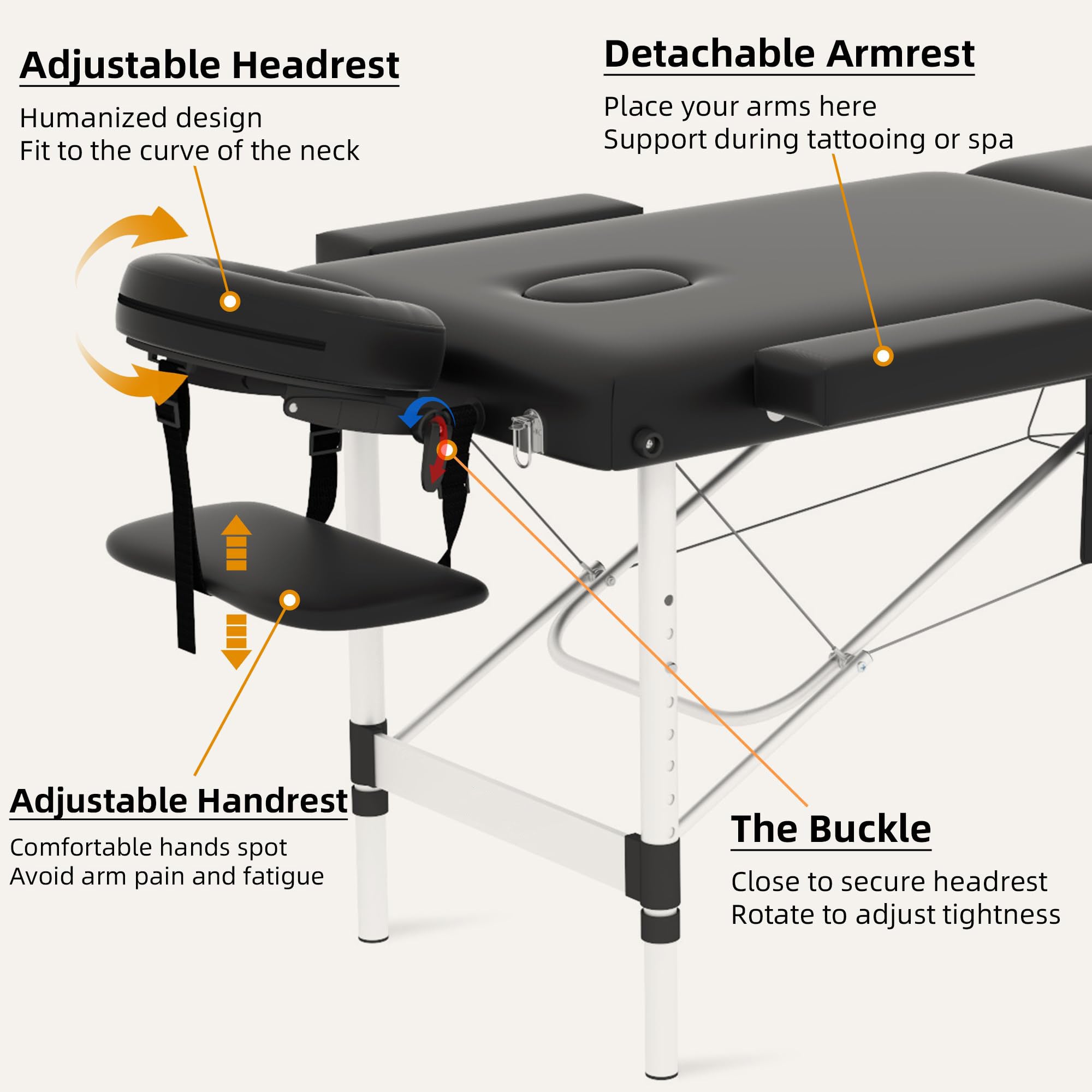 Foldable Massage Table 180 × 70 cm Black-4