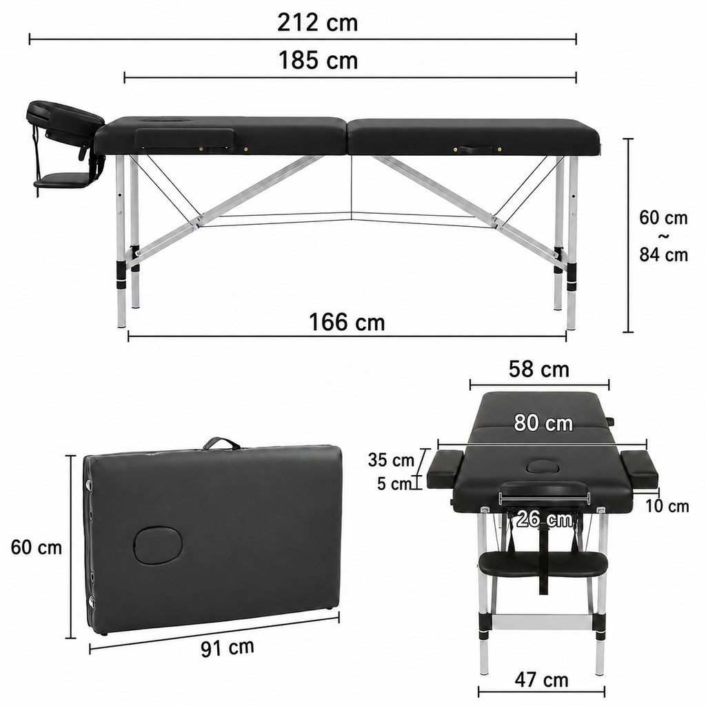 Foldable Massage Table 180 × 70 cm Black-5