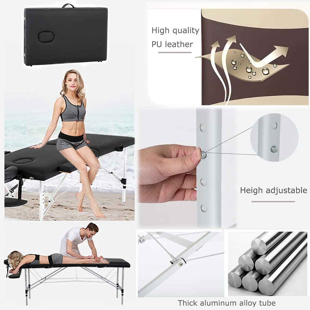 Foldable Massage Table 180 × 70 cm Black-6
