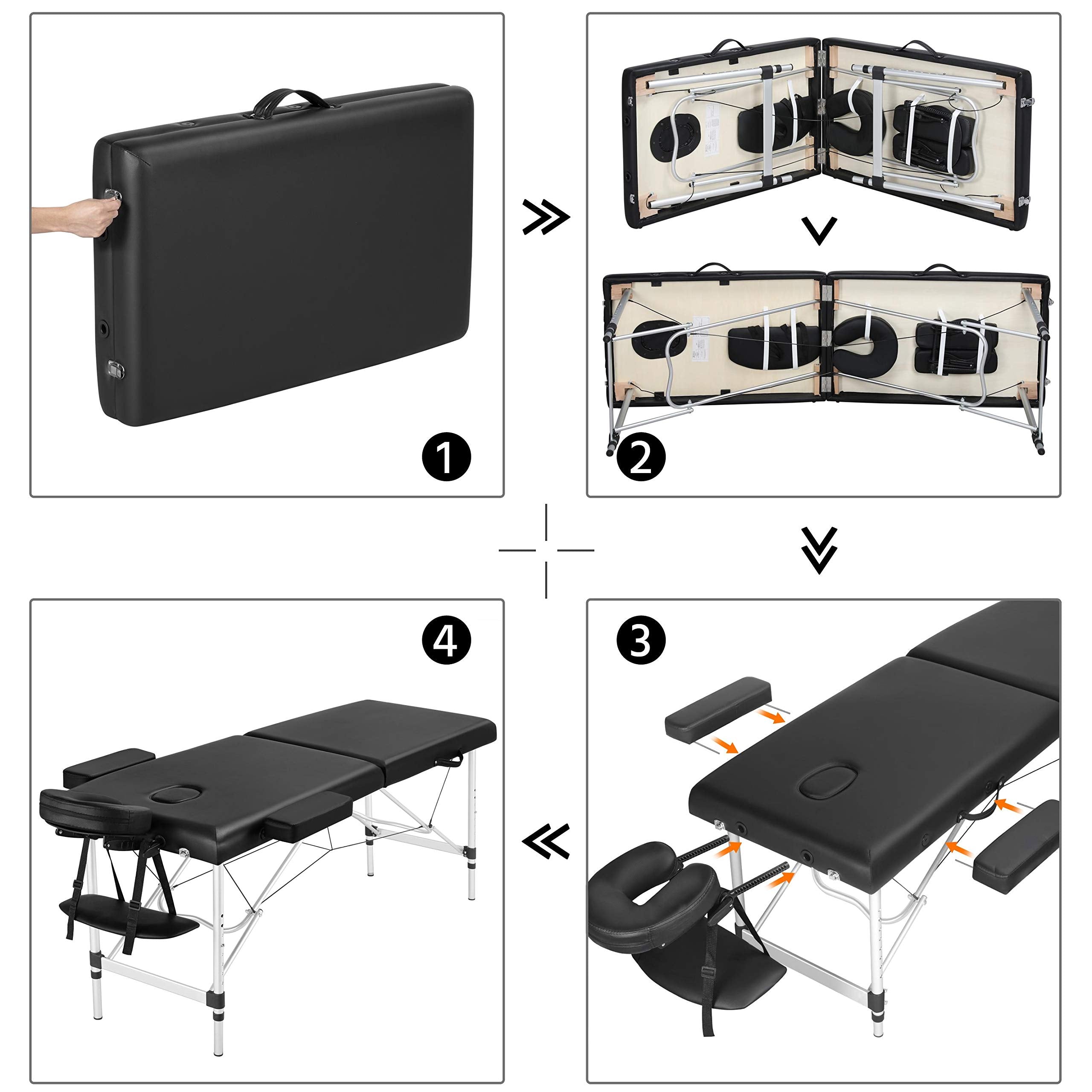 Foldable Massage Table 180 × 70 cm Black-8