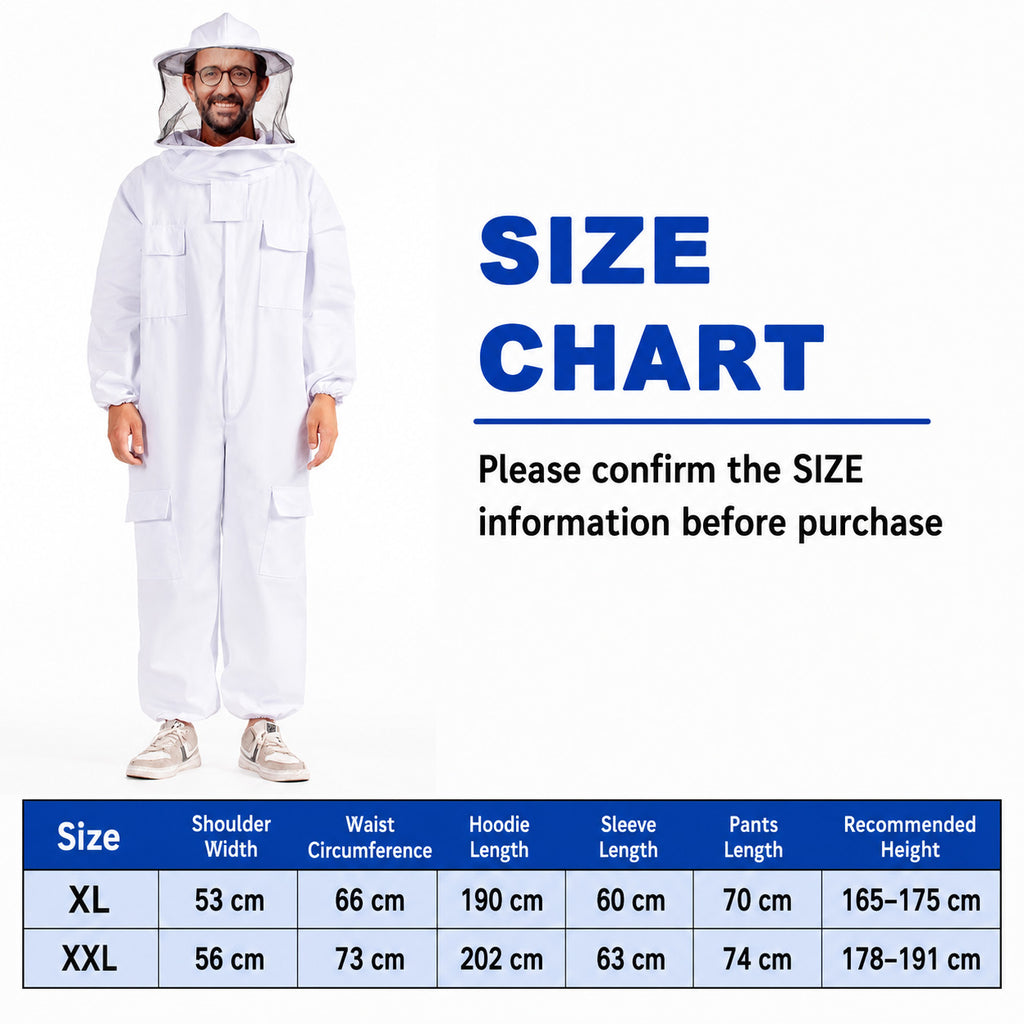 Full Body Beekeeping Suit XL White-4