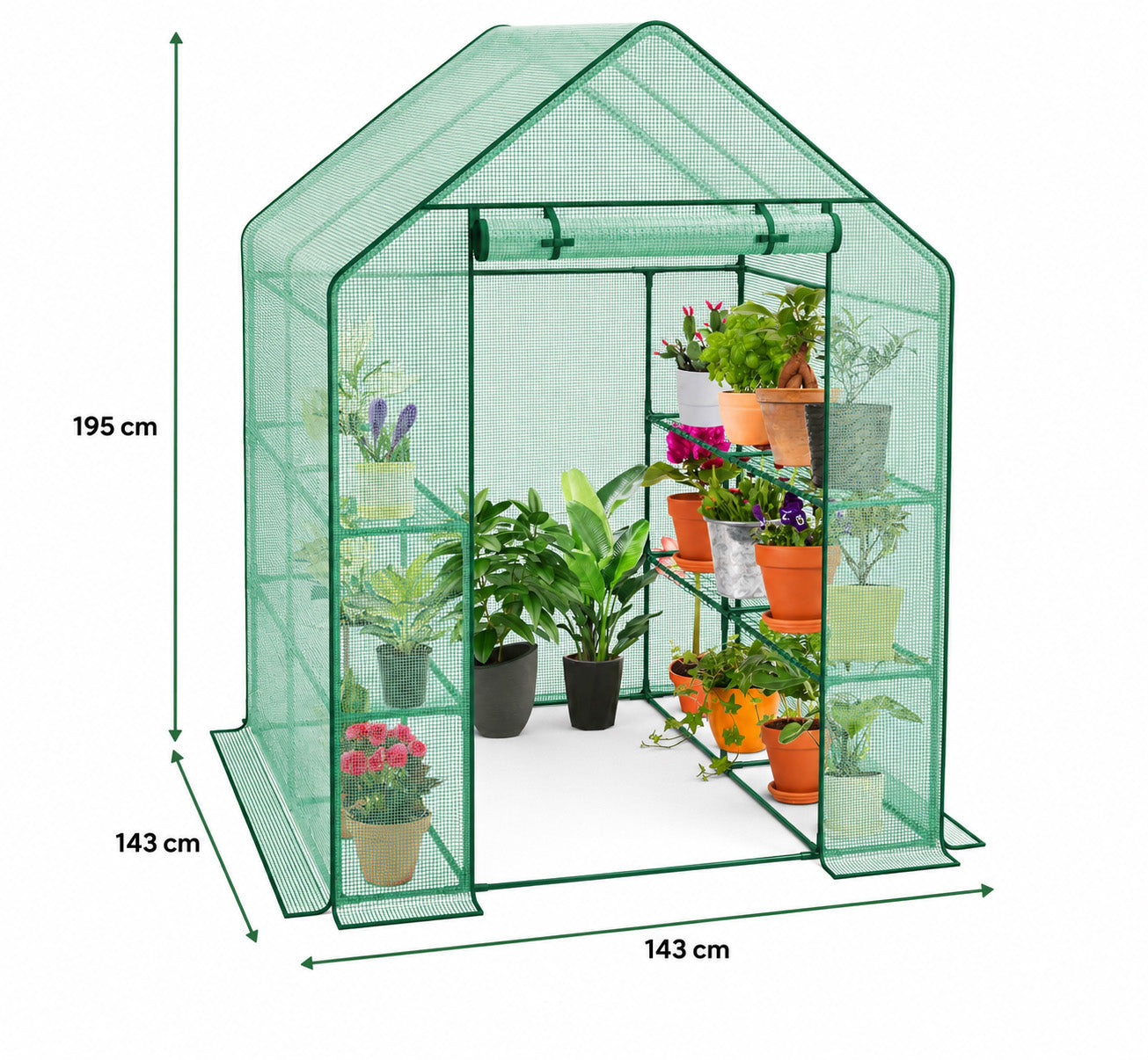 Garden Greenhouse 143 x 143 x 195cm Green-8