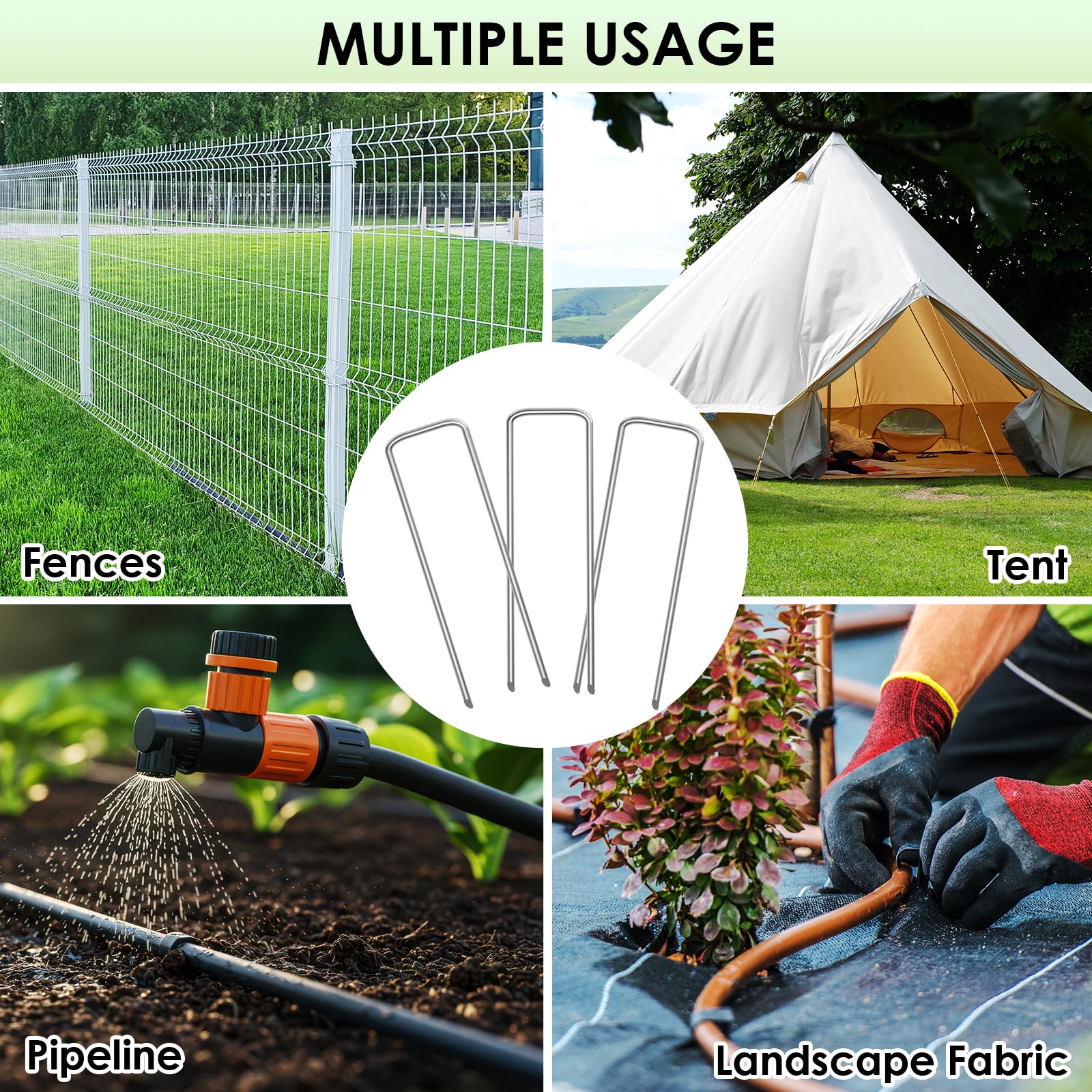 Garden Staples – 100 Pack 200mm Galvanised Steel-5