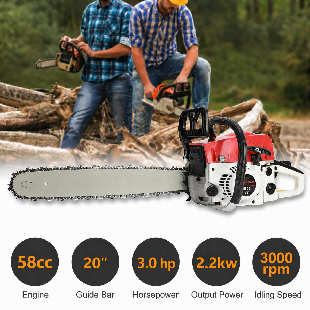 Gasoline Chainsaw 58cc 20"-5