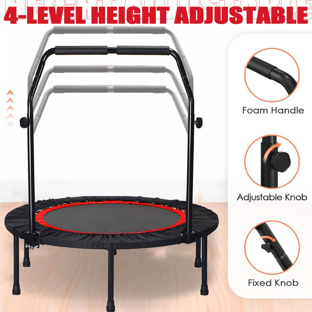 Mini Trampoline 100cm Adjustable Handle Foldable-10
