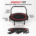Mini Trampoline 100cm Adjustable Handle Foldable-5
