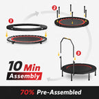 Mini Trampoline 100cm Adjustable Handle Foldable-8