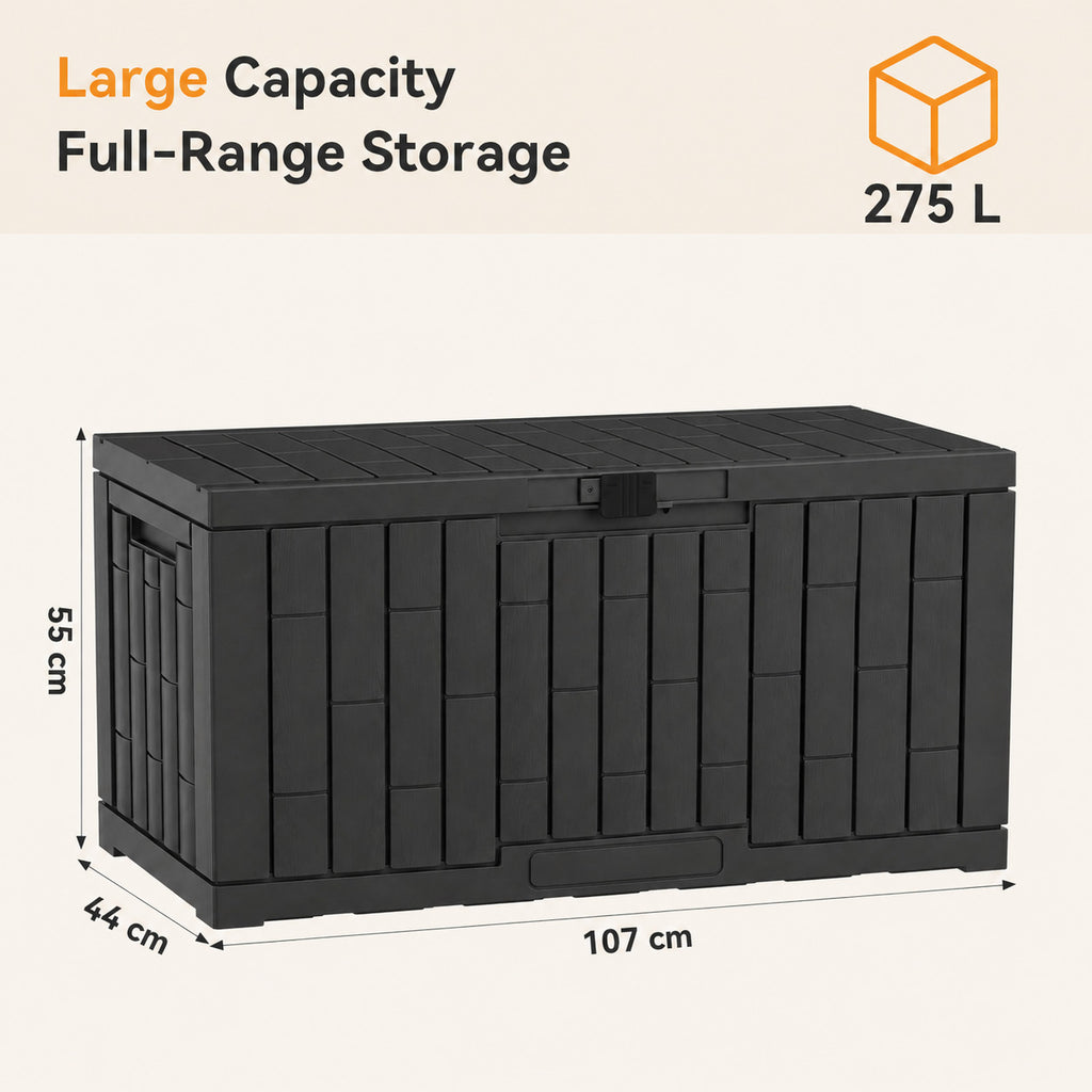 Outdoor Storage Box 275L Waterproof Grey-5
