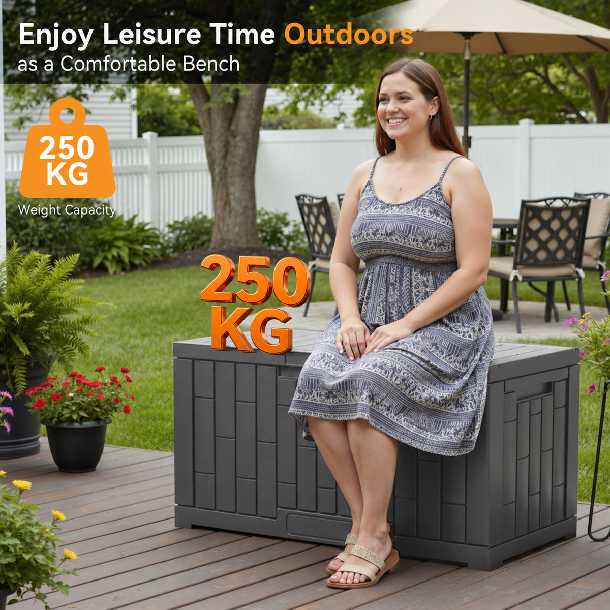 Outdoor Storage Box 275L Waterproof Grey-6