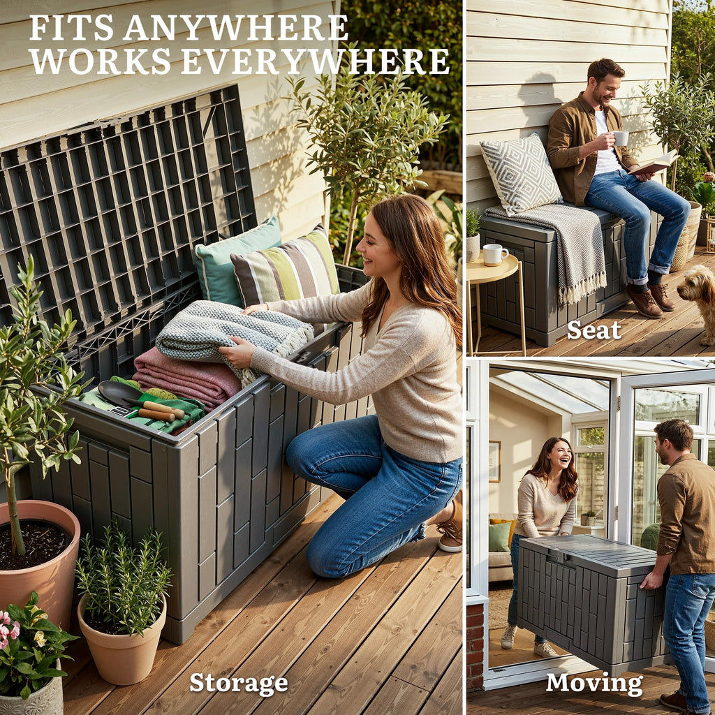 Outdoor Storage Box 275L Waterproof Grey-8