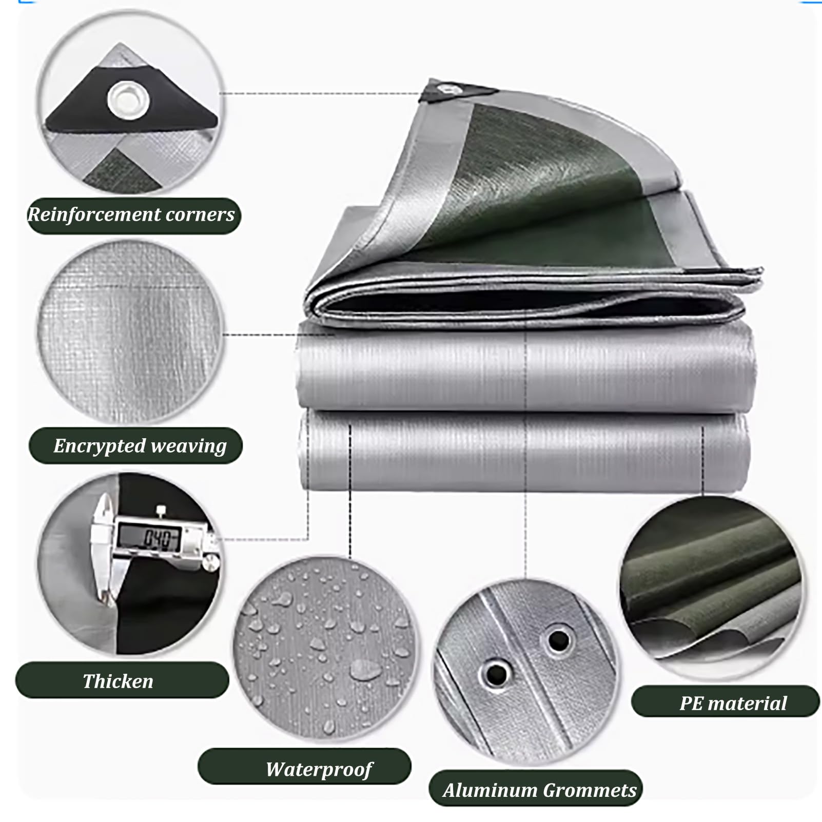PE Tarpaulin 4 × 6 m Silver-10