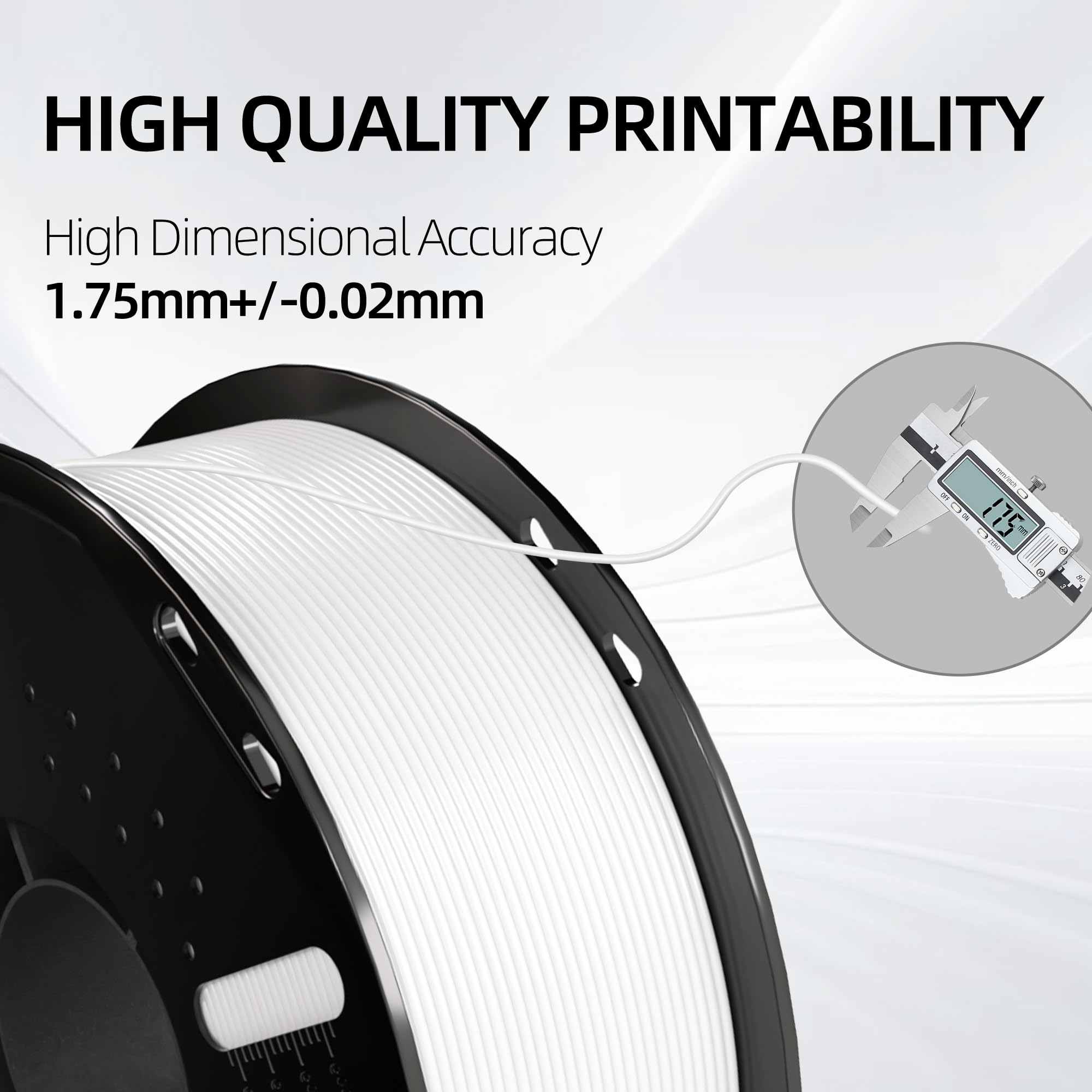PLA 3D Printer Filament 1.75mm White-5