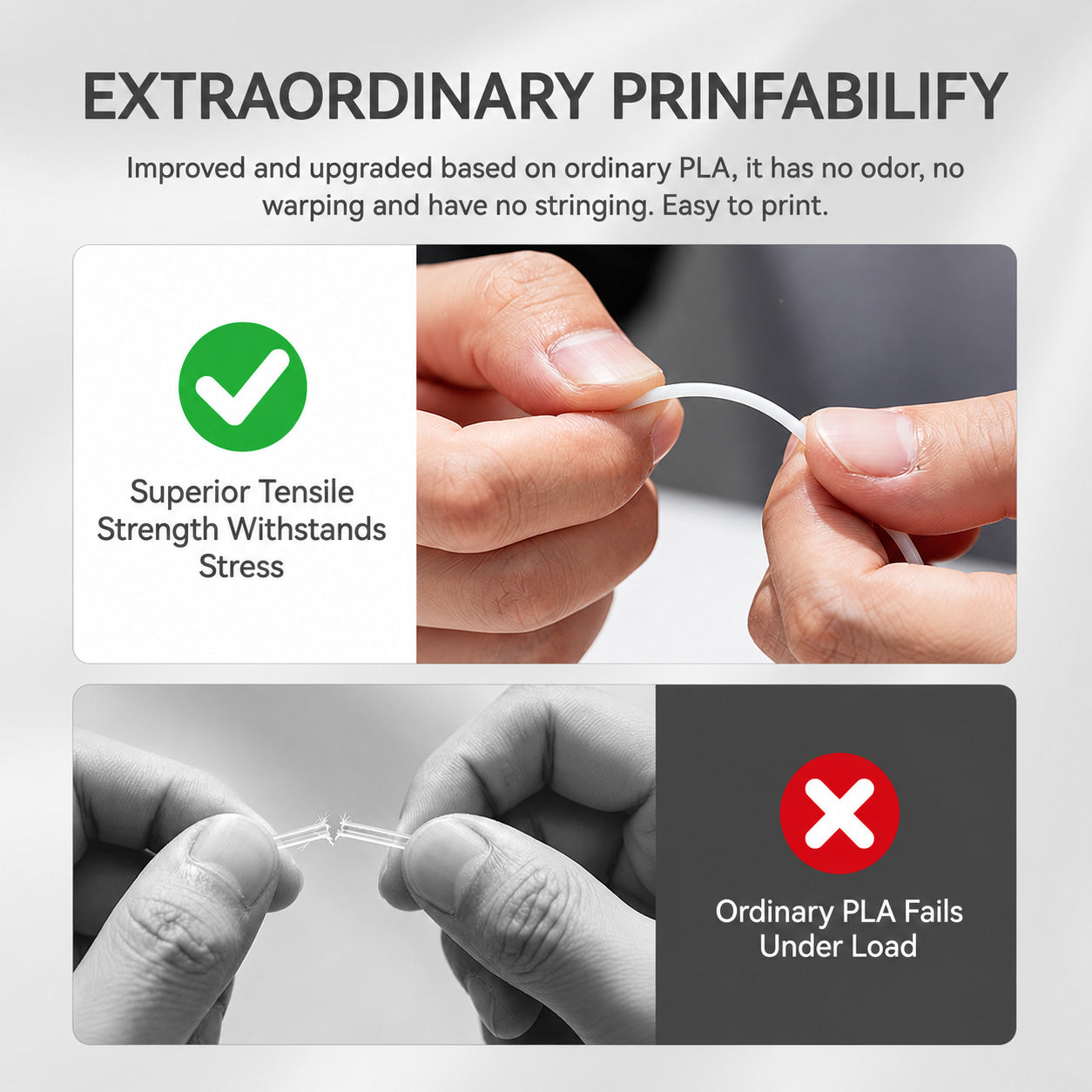 PLA 3D Printer Filament 1.75mm White-7