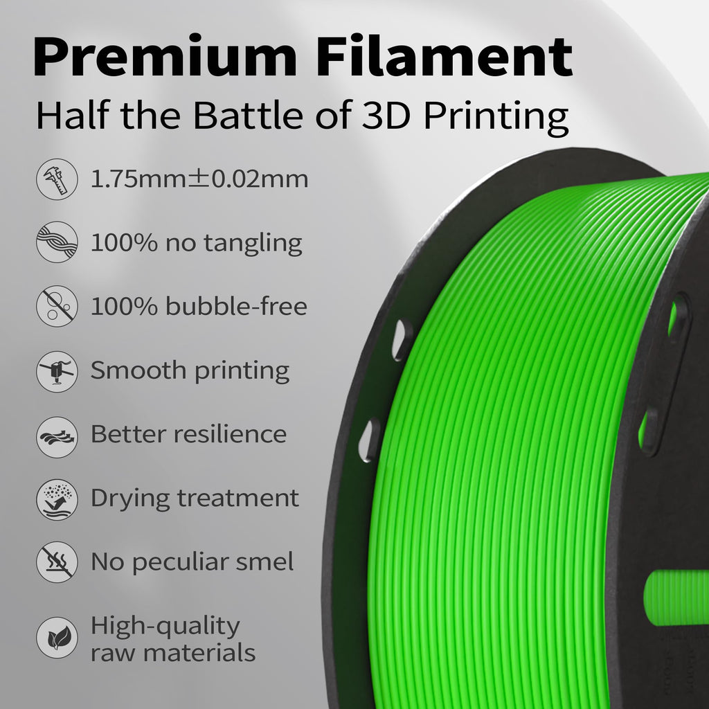 PLA Lite 3D Printer Filament 1.75mm 1kg Green-6