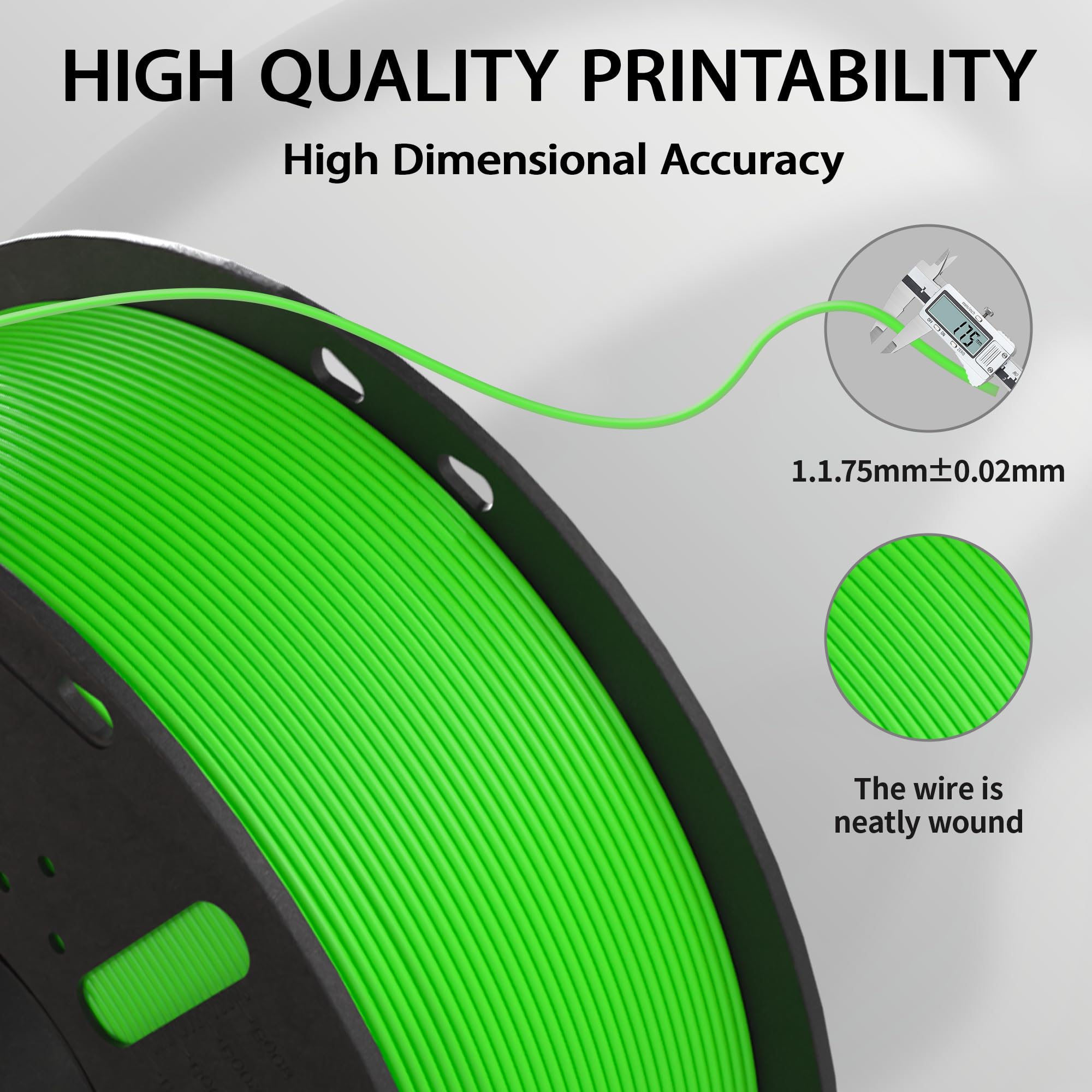 PLA Lite 3D Printer Filament 1.75mm 1kg Green-7