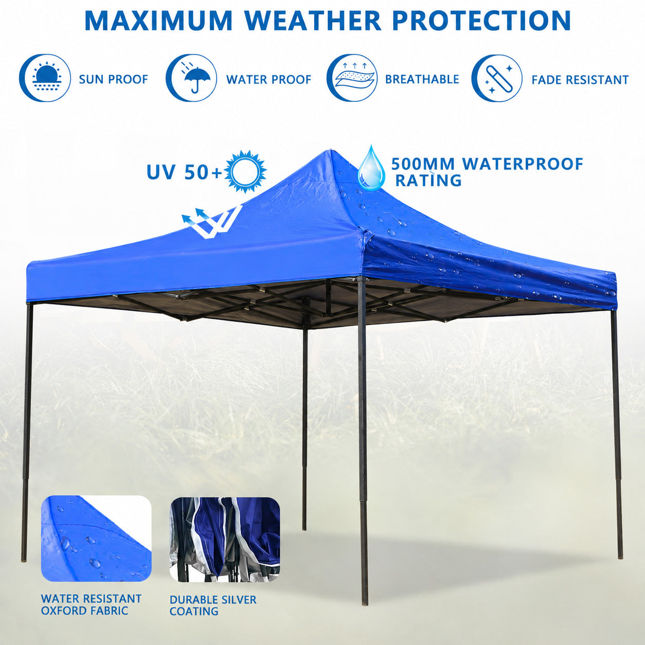 Pop Up Gazebo 2 x 2m Blue-4