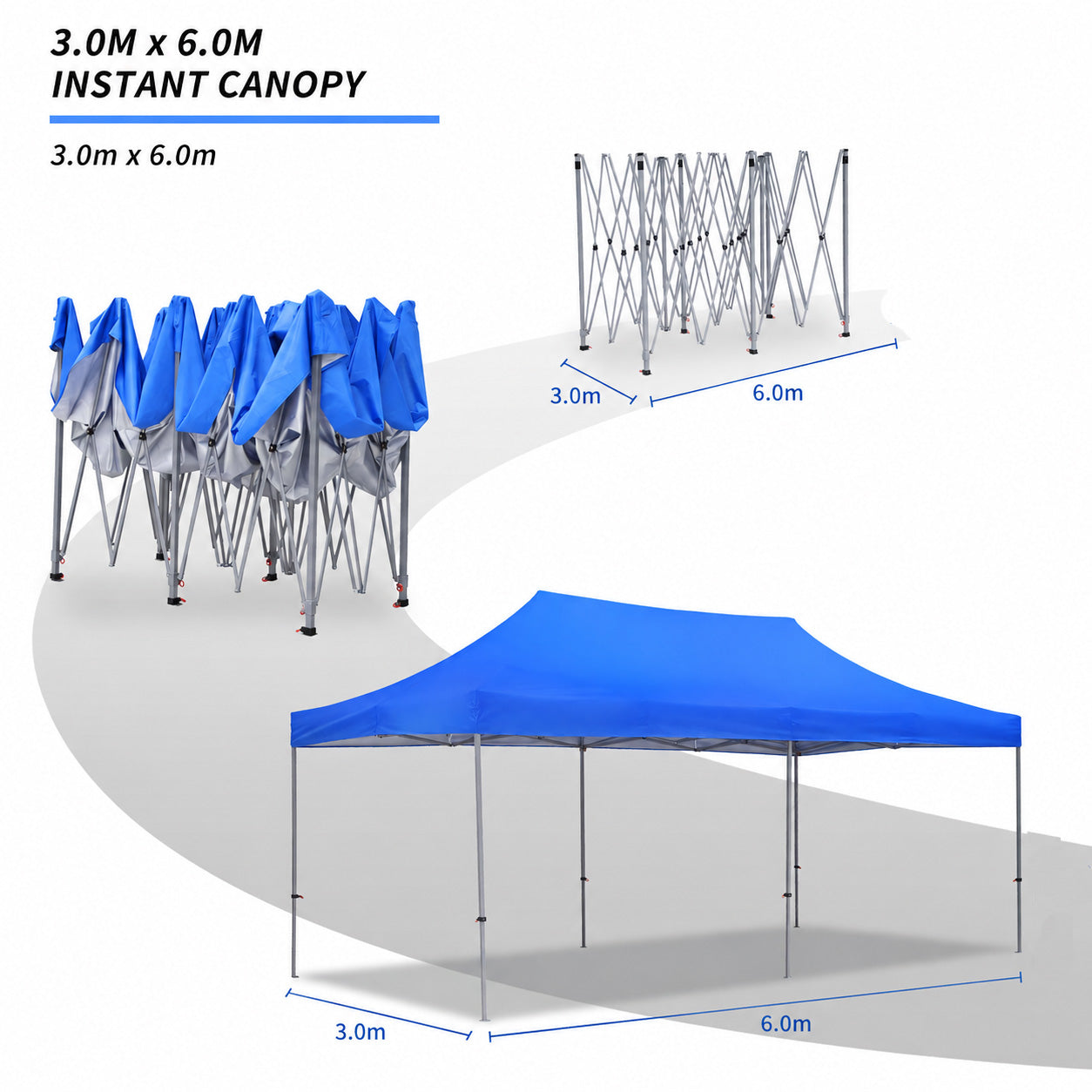 Pop Up Gazebo 3 × 6 m Blue-6