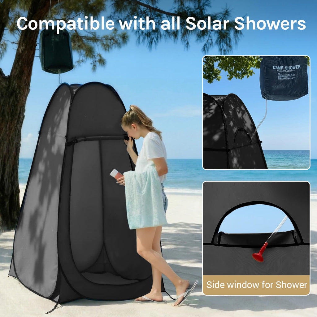 Pop Up Shower Tent 120 × 120 × 190cm Black-2