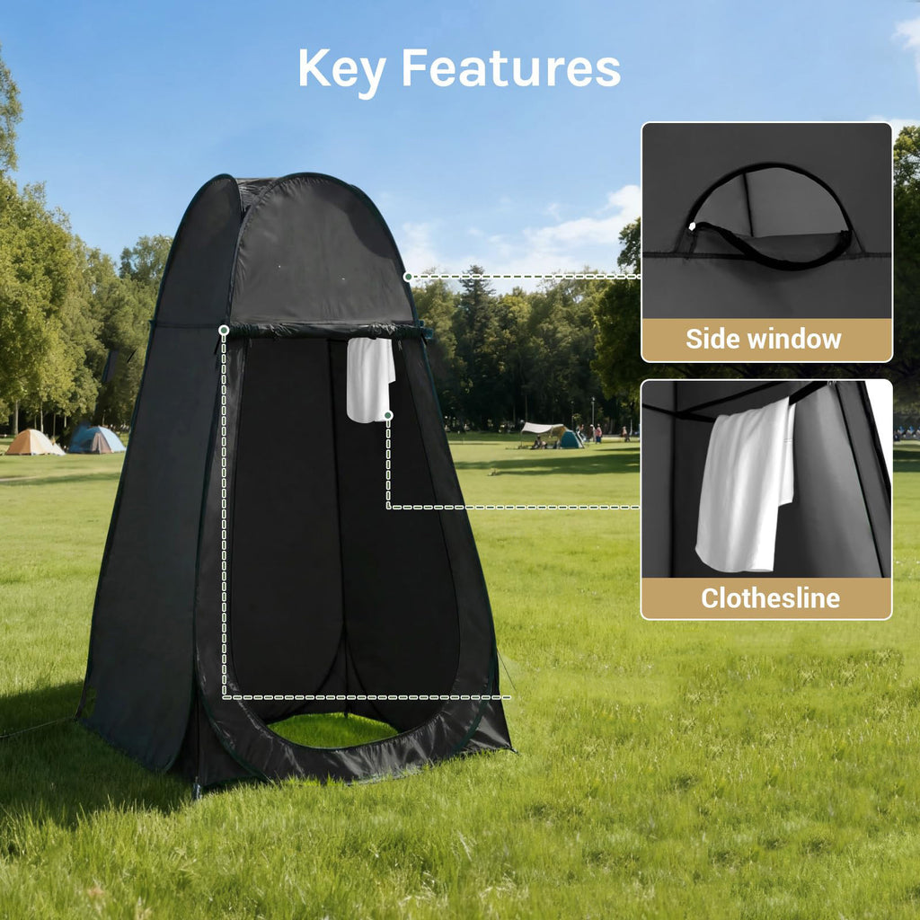 Pop Up Shower Tent 120 × 120 × 190cm Black-4
