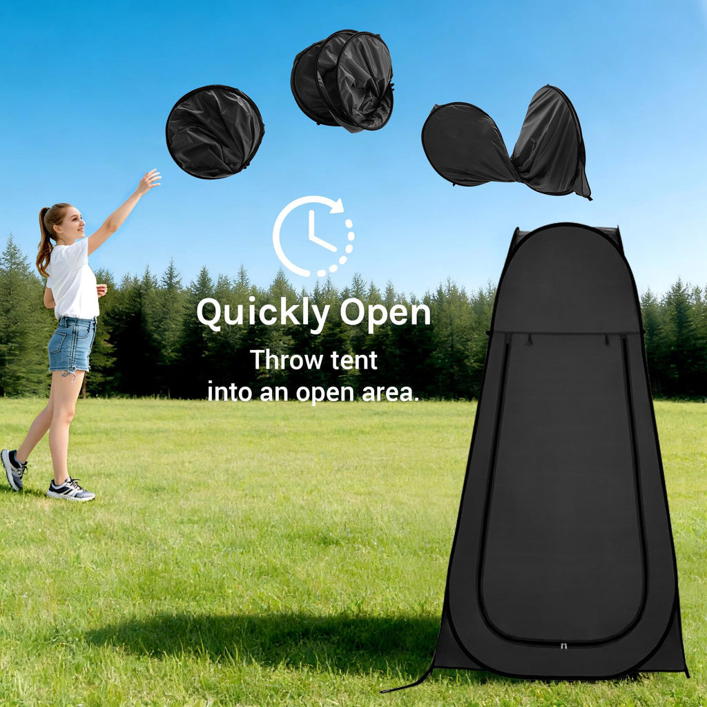 Pop Up Shower Tent 120 × 120 × 190cm Black-5