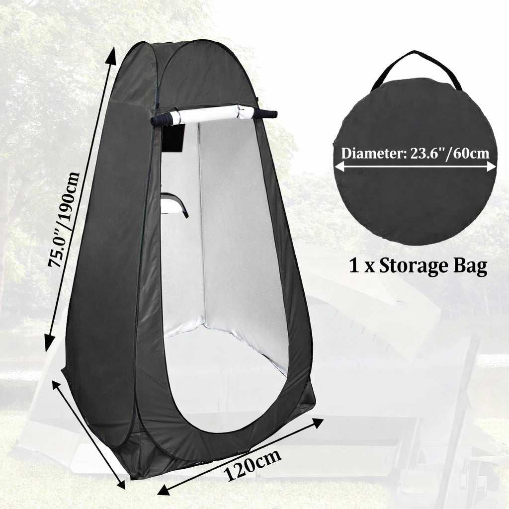 Pop Up Shower Tent 120 × 120 × 190cm Black-6