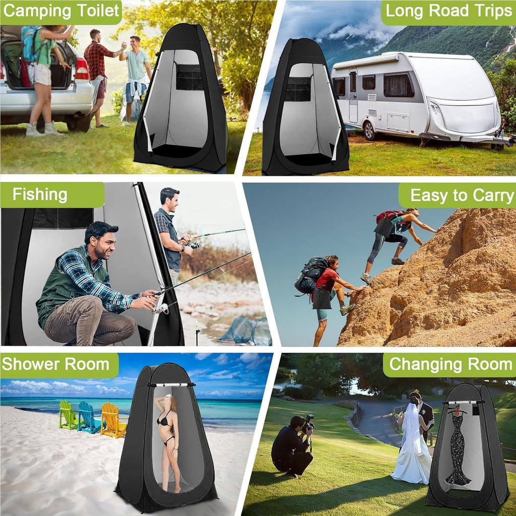 Pop Up Shower Tent 120 × 120 × 190cm Black-7