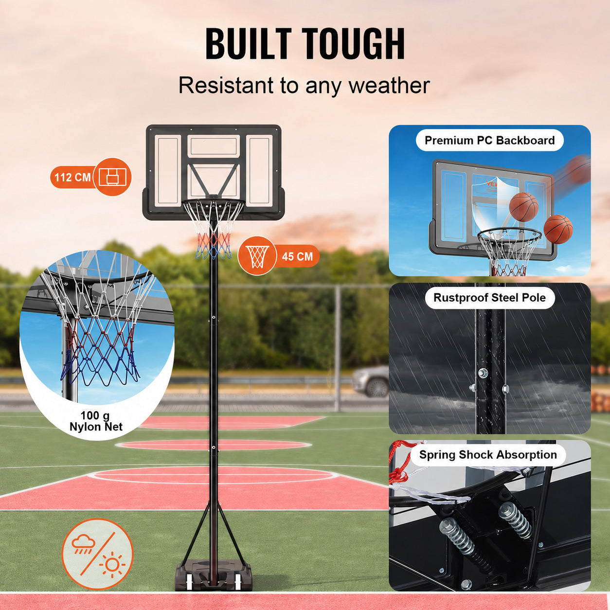 Portable Adjustable Basketball Hoop 1.35–3.05m-4