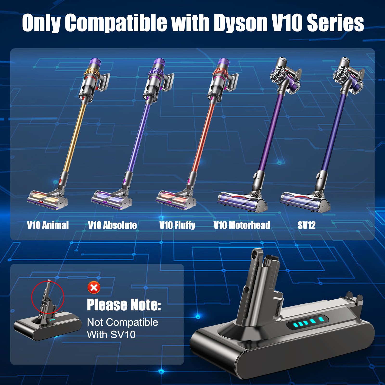 Rechargeable Battery 4000mAh for Dyson V10-3