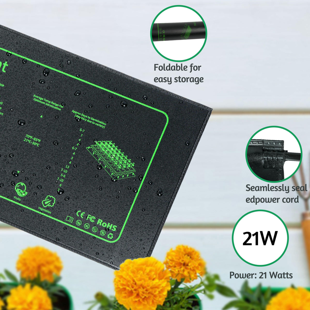 Seedling Heat Mat 25 × 53cm with Timer-2