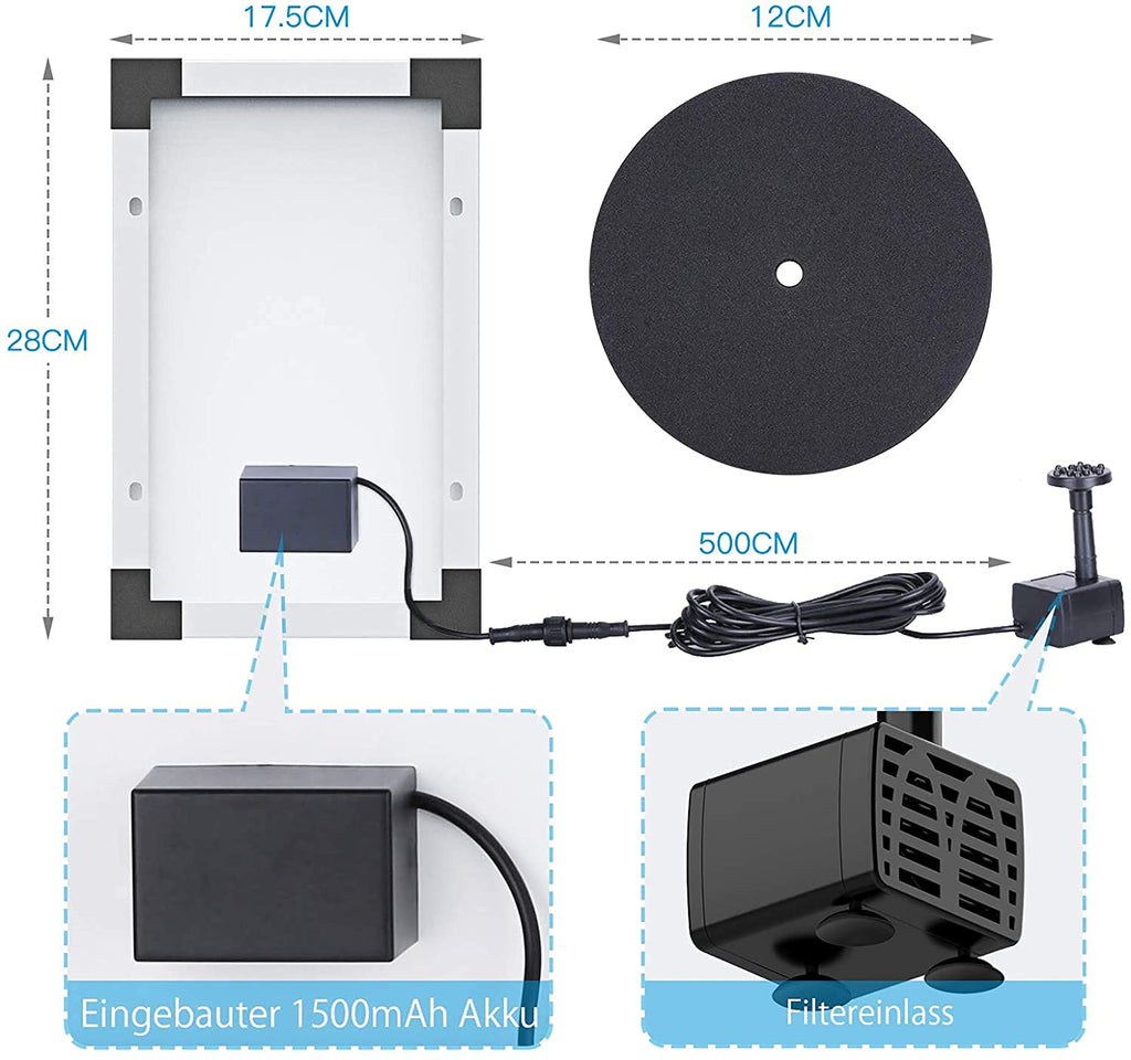Solar Fountain 5W with Battery-5