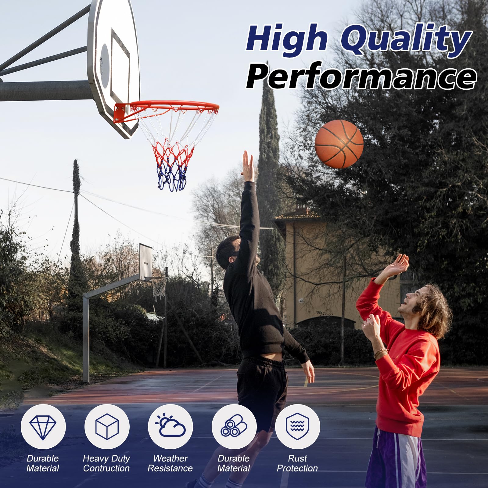 Wall-Mounted Basketball Hoop 35cm Orange-8